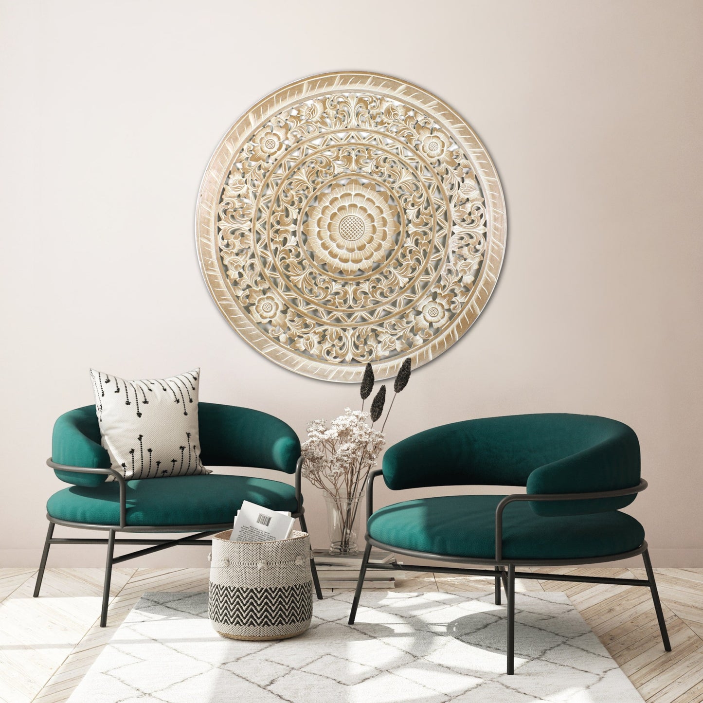 Decorative Mandala "Jemu" in Antic Wash - 100 cm