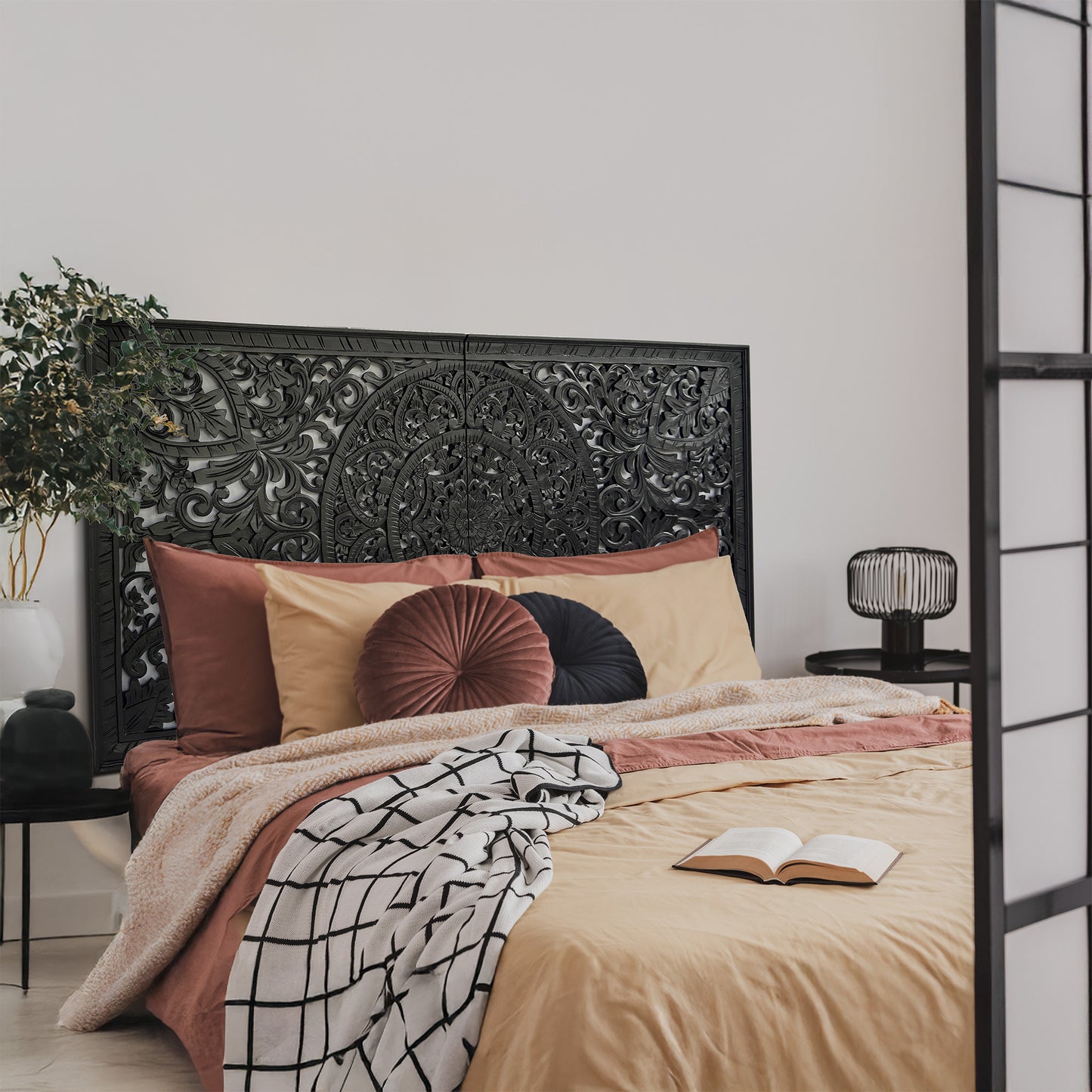 Half Size Mandala Bed Headboard "Manusa"- Natural - USA