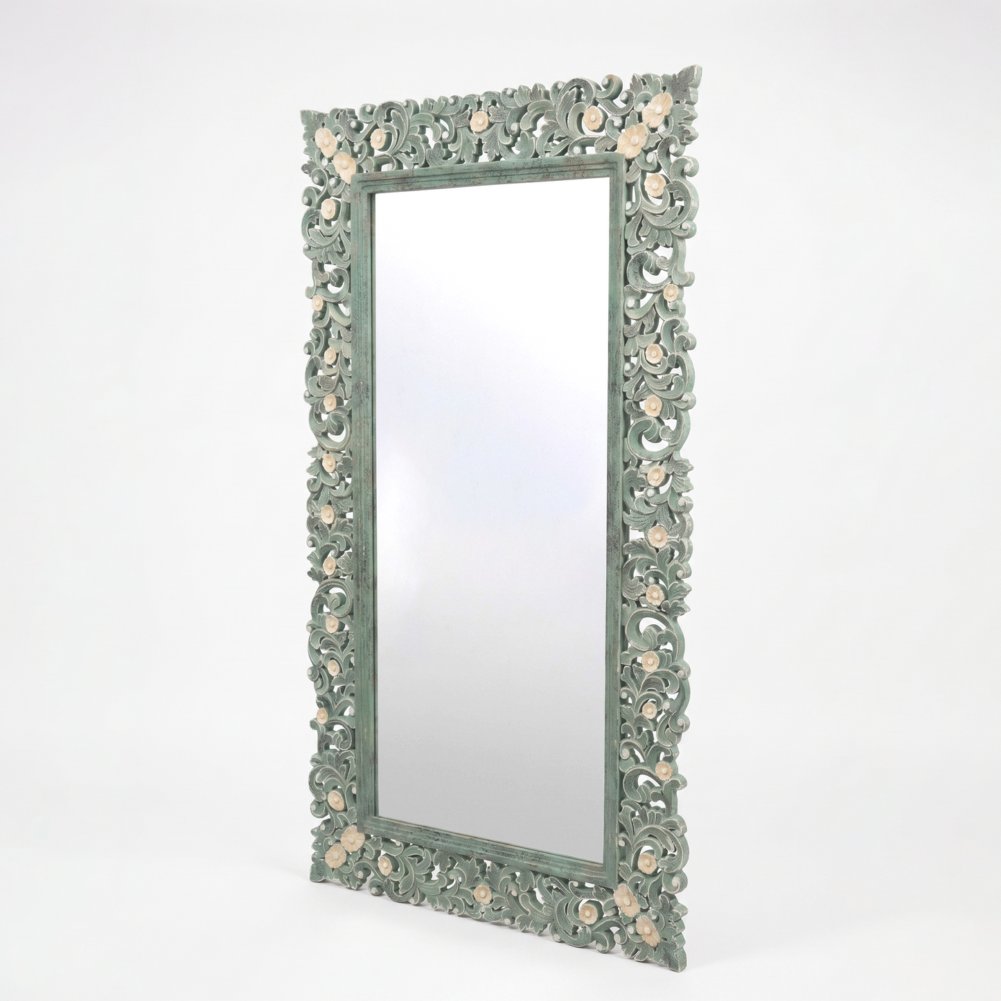 Hand Carved Mirror "Agung" - Green - 180 x 100 cm