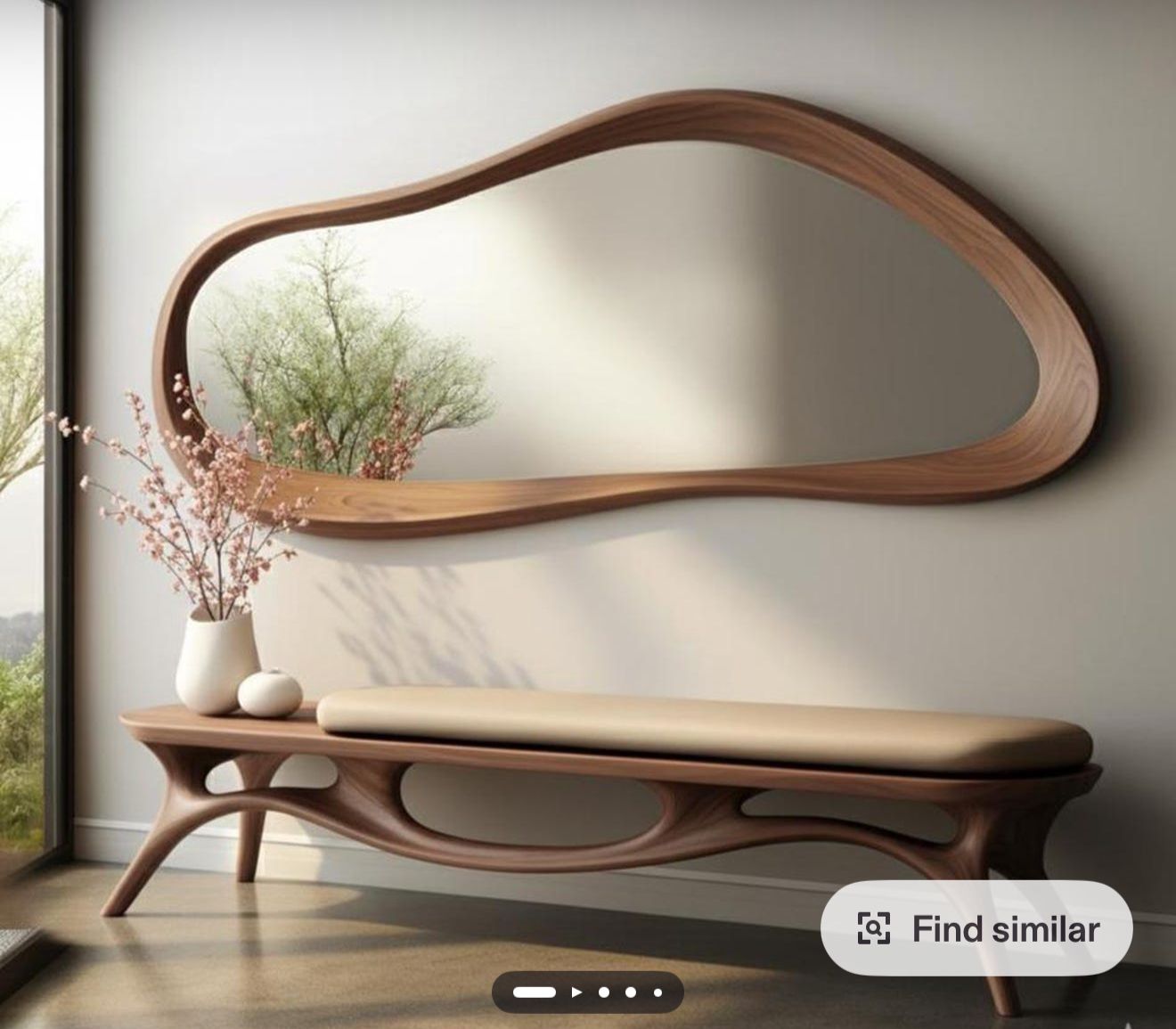 Custom Wooden Organic Mirror 'Darry' - Natural - 190x70cm