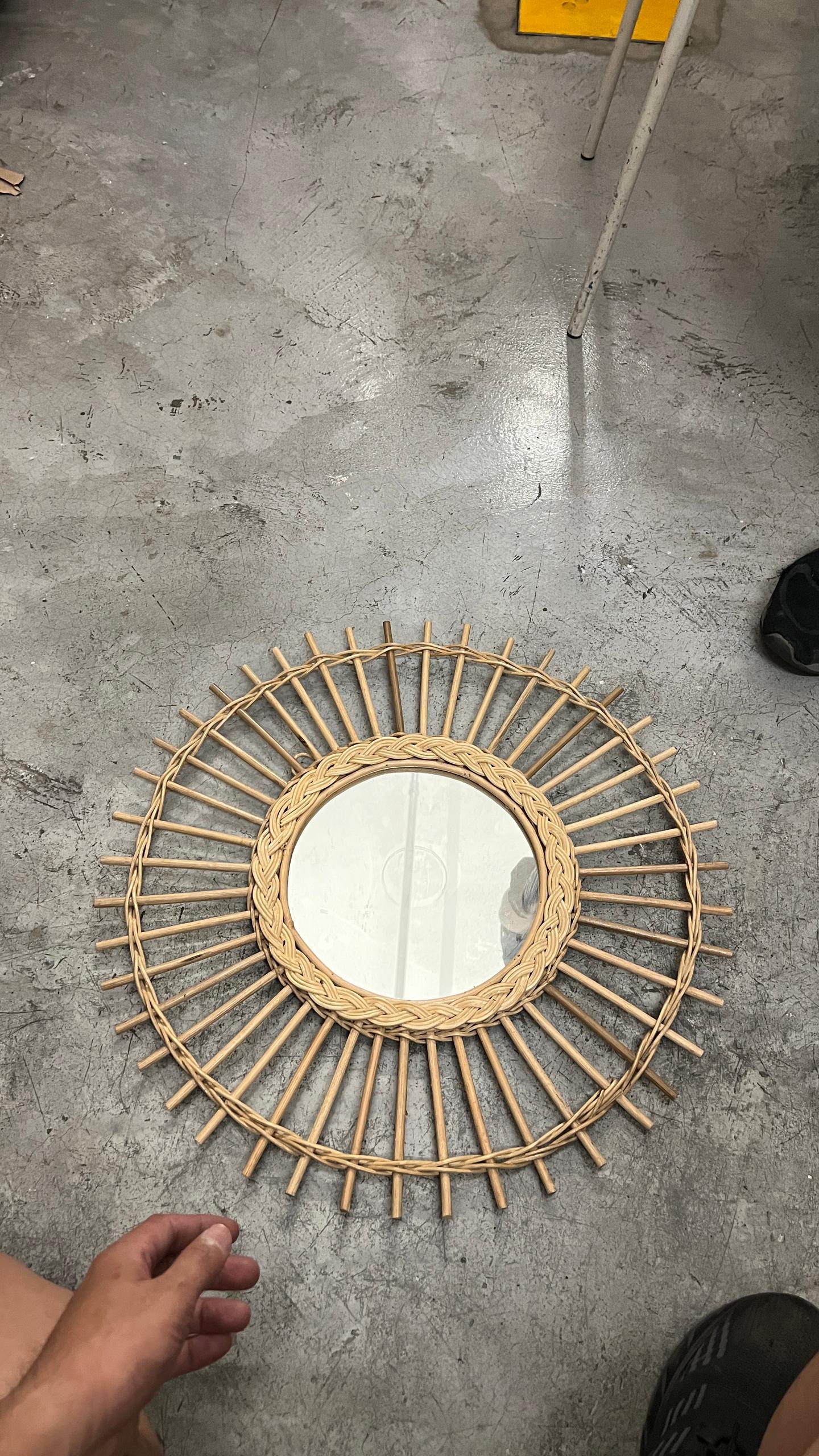 Hand Woven Full Rattan Mirror "Sun"