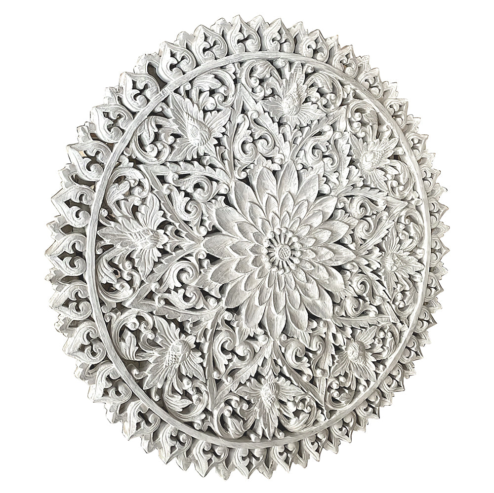 Carved Decorative Mandala "Serupa" - White - 80 cm