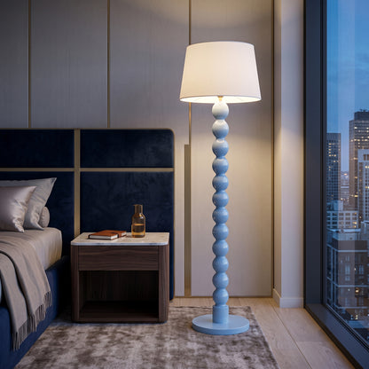 'Bubble' Floor Lamp – 150 cm | Handcrafted Teak Wood Floor Lamp in Soft Blue