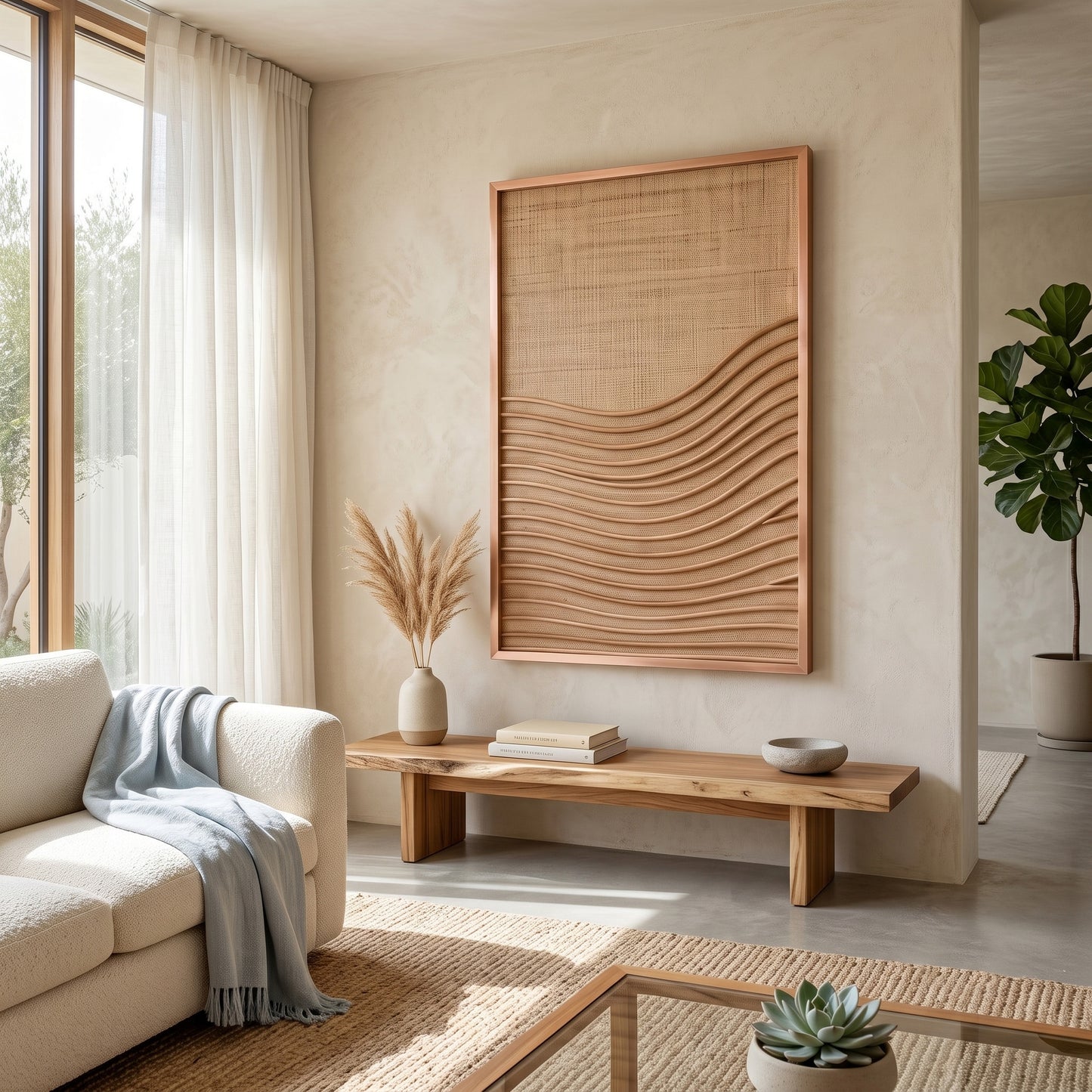 Rattan Wall Panel 'Terra' - 100 x 60 cm