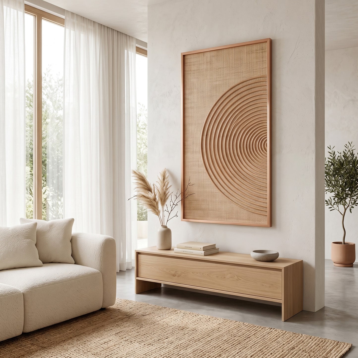 Rattan Wall Panel 'Portico' - 100 x 60 cm