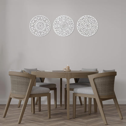 Decorative Round "Mandala Set of 3" - White