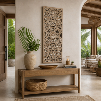 Carved Decorative Panel "Amara"  - Antic Wash - 100 x 40 cm