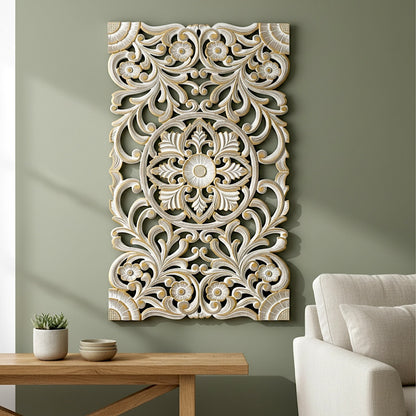 Decorative Panel "Azalea" - Gold Antic Wash - 100 x 60 cm