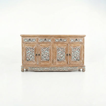 Wooden Carved Console Cabinet With Storage "Kirana" - 150 cm