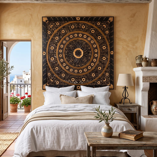 Carved Full Bed Headboard "Dianna" - Black