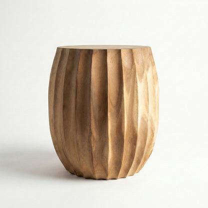 Sculptural Wooden Side Table / Stool 'Rimbana' in Natural - 40 x 45 cm