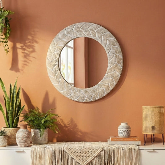 Hand Carved Mirror "Lovina" Antic-wash - 60 cm