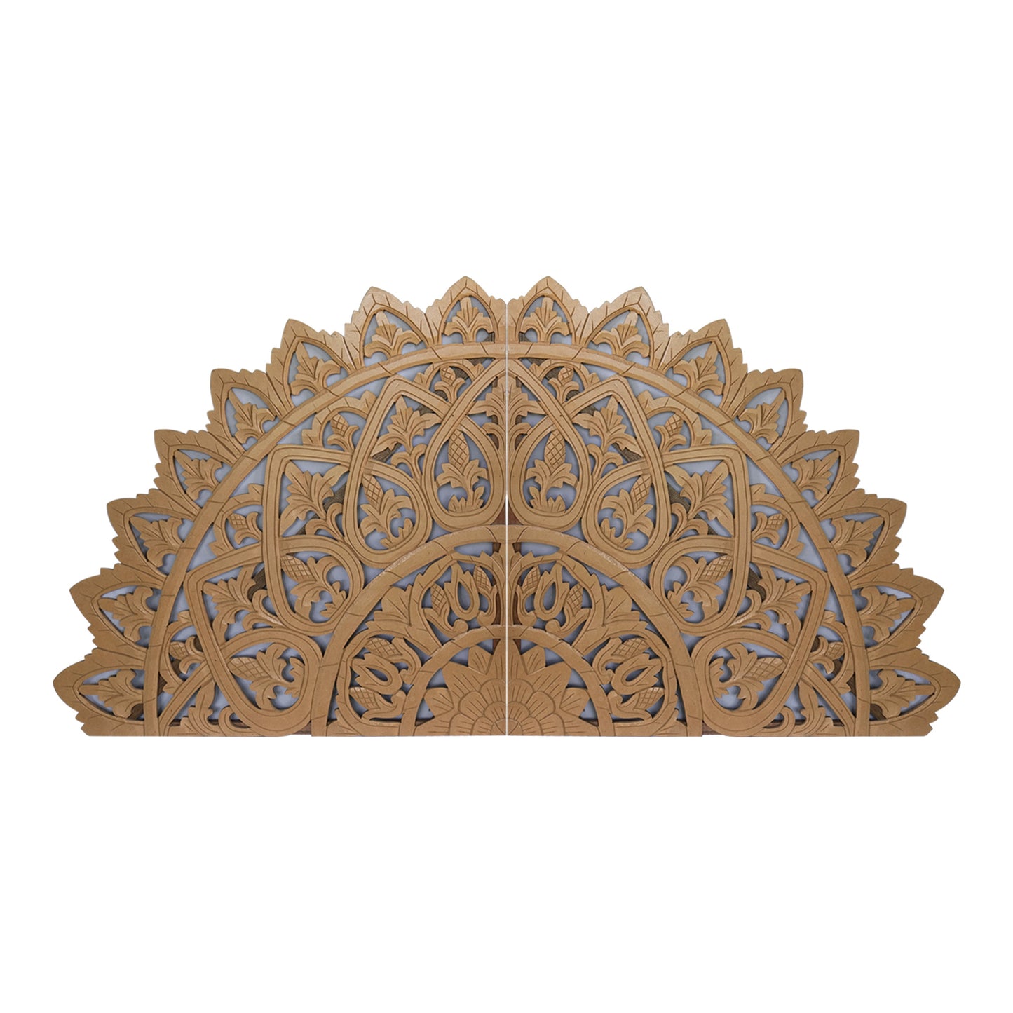 Carved Bed Headboard "Mahkota" - Natural - [US-stock]