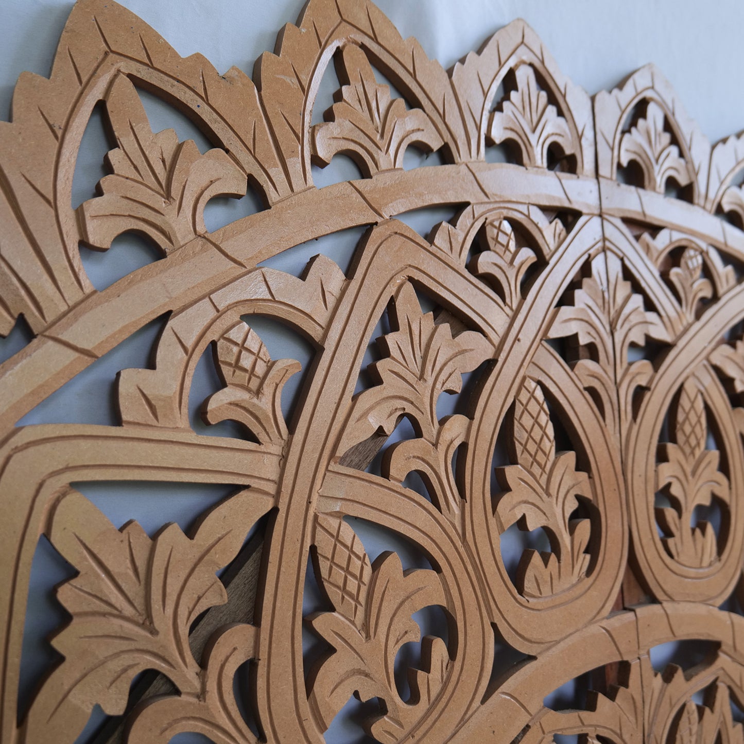 Carved Bed Headboard "Mahkota" - Natural - [US-stock]