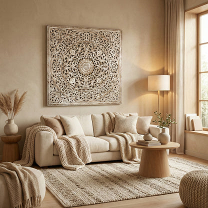 Carved Decorative Panel "Melati" - Antic Wash - 100 cm