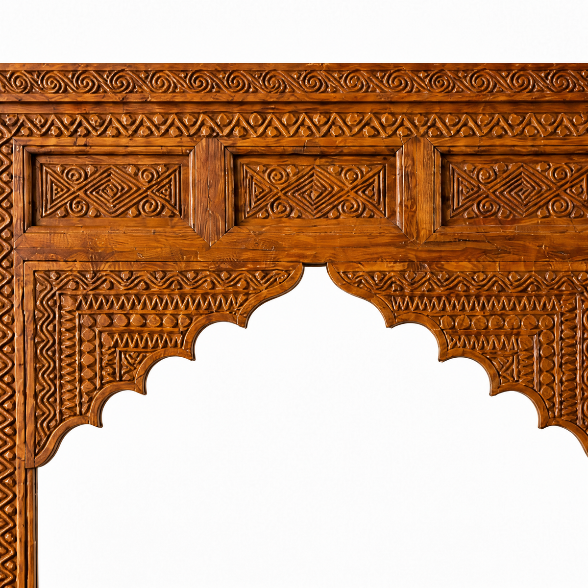 Hand Carved Wooden Mirror 'Mira' - Natural Brown - 200 x 100 cm