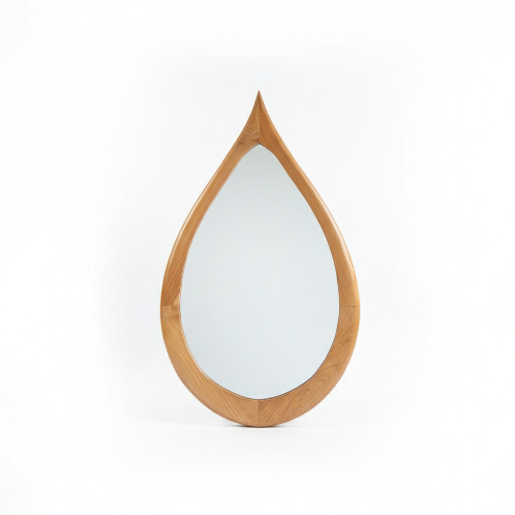 Wooden Organic Round Mirror "Tetesan" - Natural - 100 x 60 cm