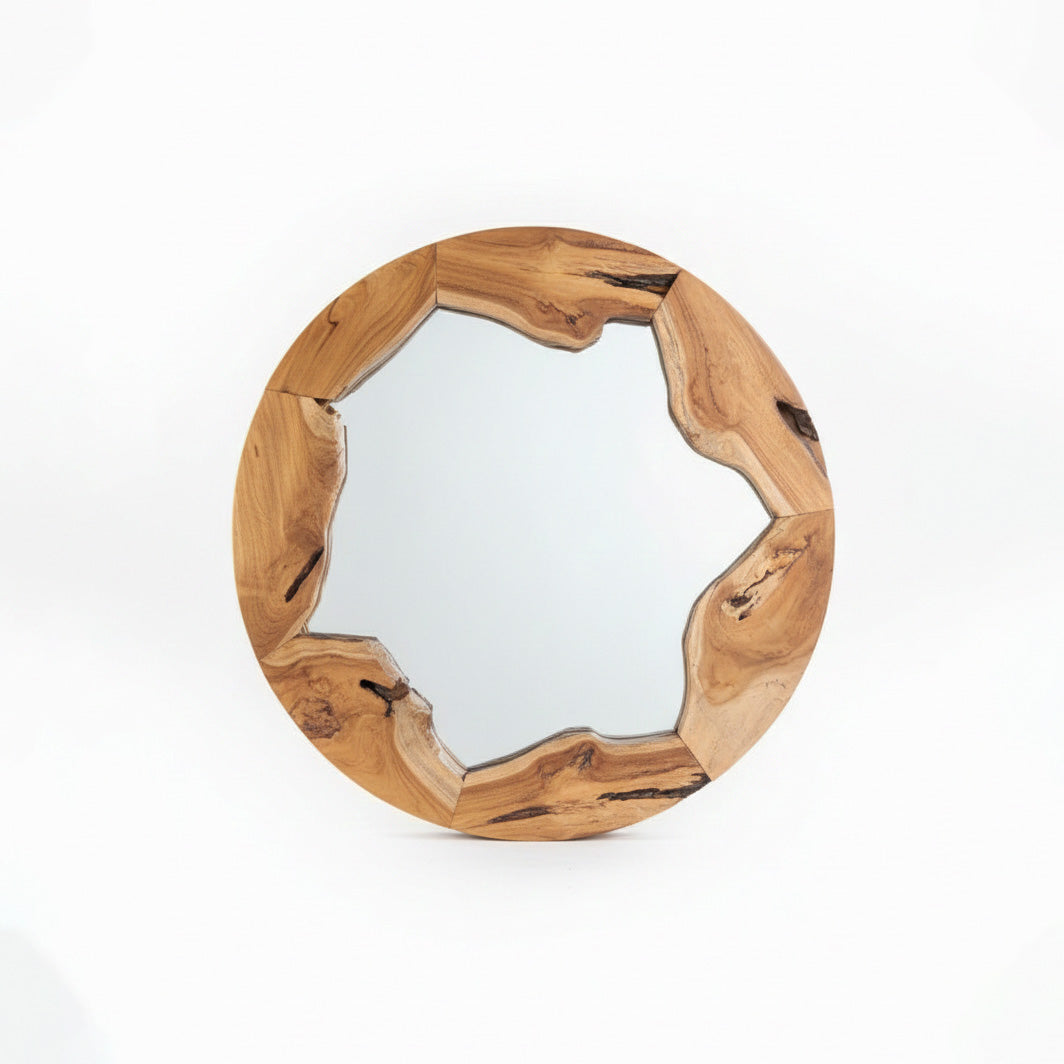Wooden Organic Mirror "Teduh" - Natural - 60 cm