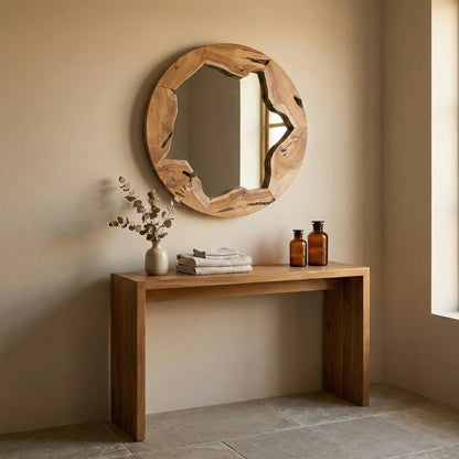 Wooden Organic Mirror "Teduh" - Natural - 60 cm