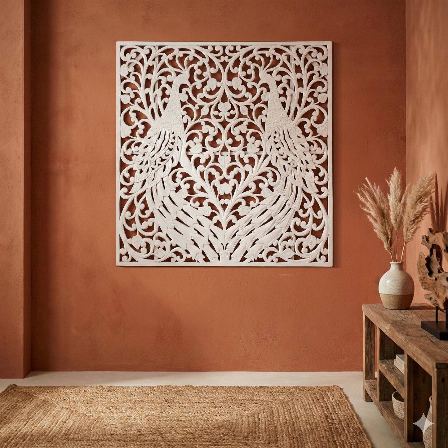 Carved Decorative Panel "Peacock" - 110 cm