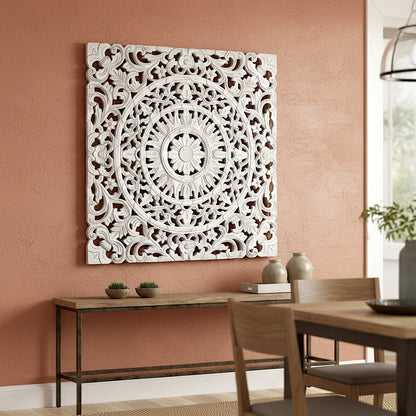 Carved Decorative Panel "Ranting" - White Wash - 60 cm