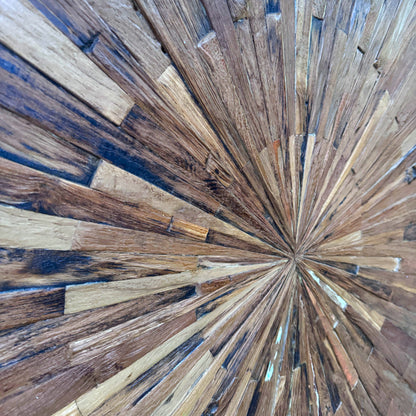 Reclaimed Wood Starburst Mosaic 'Sekala' - 110 x 95 cm