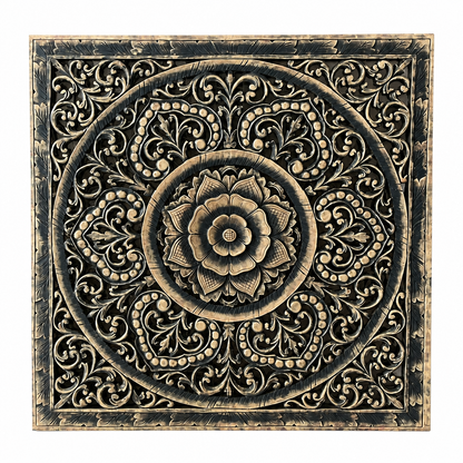 Decorative Panel "Kasmaran" - Black & Natural Wash - 110 x 110 cm