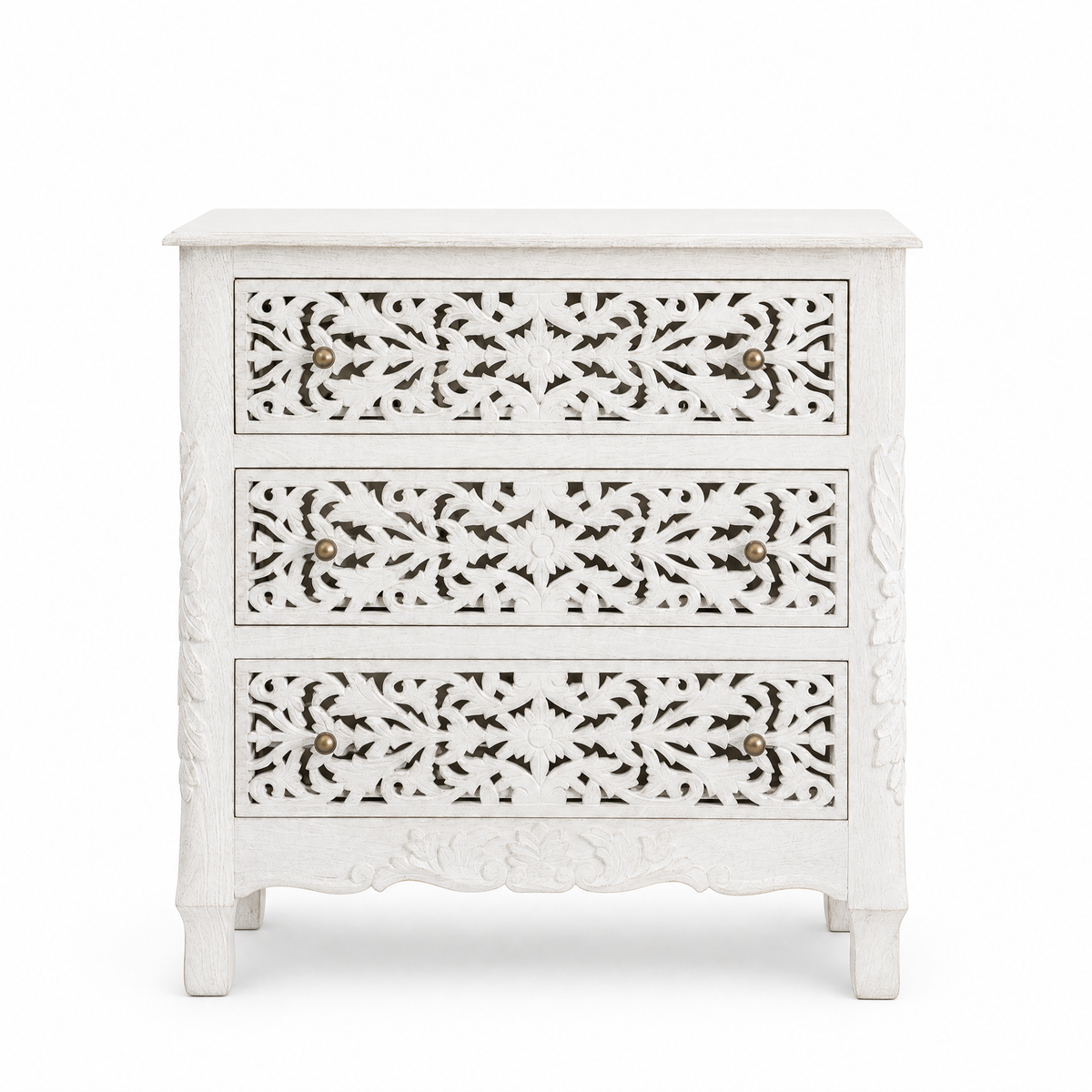 Wooden Carved Console Cabinet With Storage "Karma" - 120 x 90 cm
