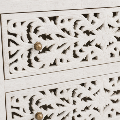 Wooden Carved Console Cabinet With Storage "Karma" - 120 x 90 cm
