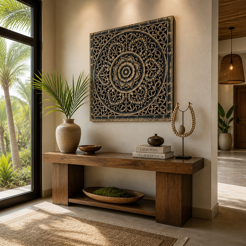 Decorative Panel "Kasmaran" - Black & Natural Wash - 110 x 110 cm