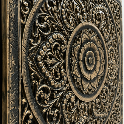 Decorative Panel "Kasmaran" - Black & Natural Wash - 110 x 110 cm