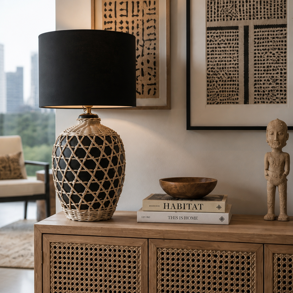 Ceramic Table Lamp 'Pensée' - Black