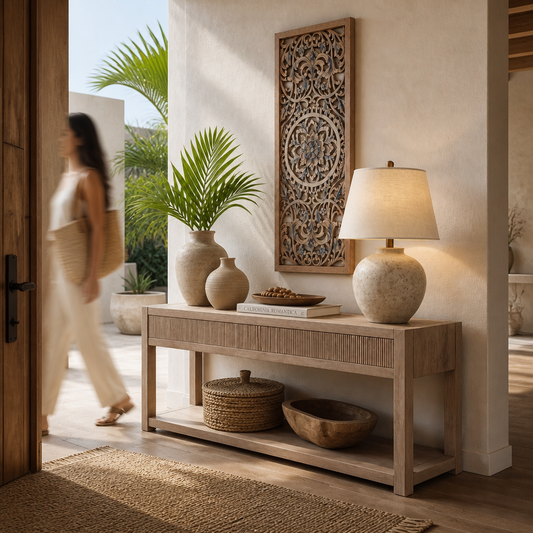 Decorative Panel "Amara" - Blue & Natural Wash - 100 cm