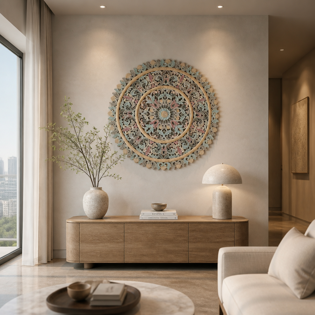 Carved Mandala Decorative Panel "Lou" - 100 cm