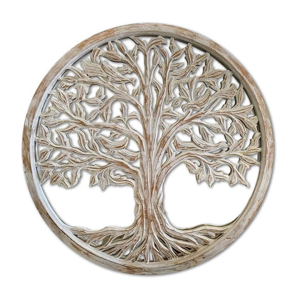 Carved Decorative Mandala  "Tree of Life" - Antic Wash - 60 cm