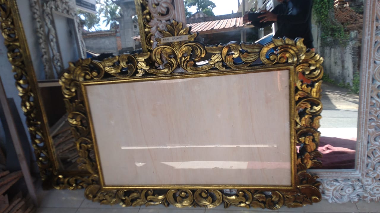 Custom Hand Carved Photo Frame "Uluwatu" Gold Wash - 105 x 137cm