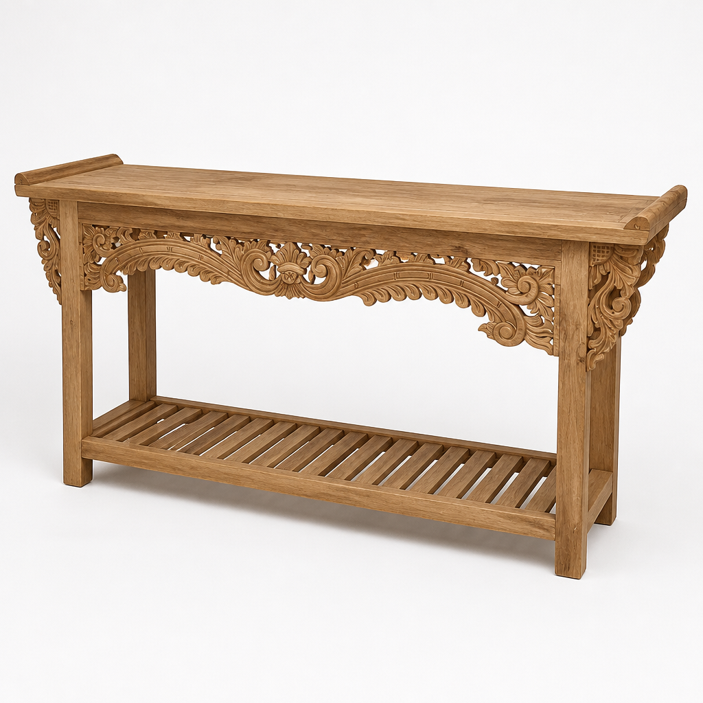 Wooden Carved Console Table "Mangesta" - Natural - 150 cm