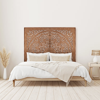 Giant Wood Wall Art / Full Bed Headboard "Manusa" - Natural - [US-stock]