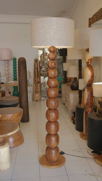 Wooden Floor Lamp in Natural Brown 'Senja' - 150 cm