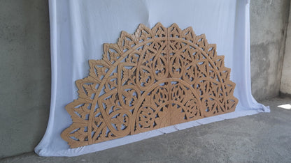 Carved Bed Headboard "Mahkota" - Natural - [US-stock]