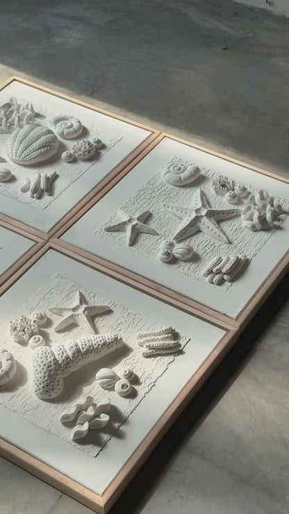 Bas-Relief Wall Art “Coraux” – Set of 4 - 40 x 40 cm Each