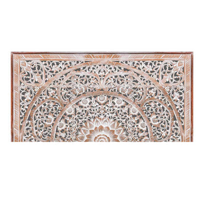 Carved Half Bed Headboard - Sumber Antic Wash - [US-stock]