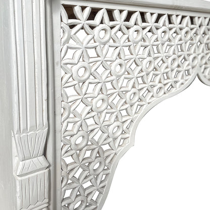 Wooden Carved Console Table "Damai" - White Wash