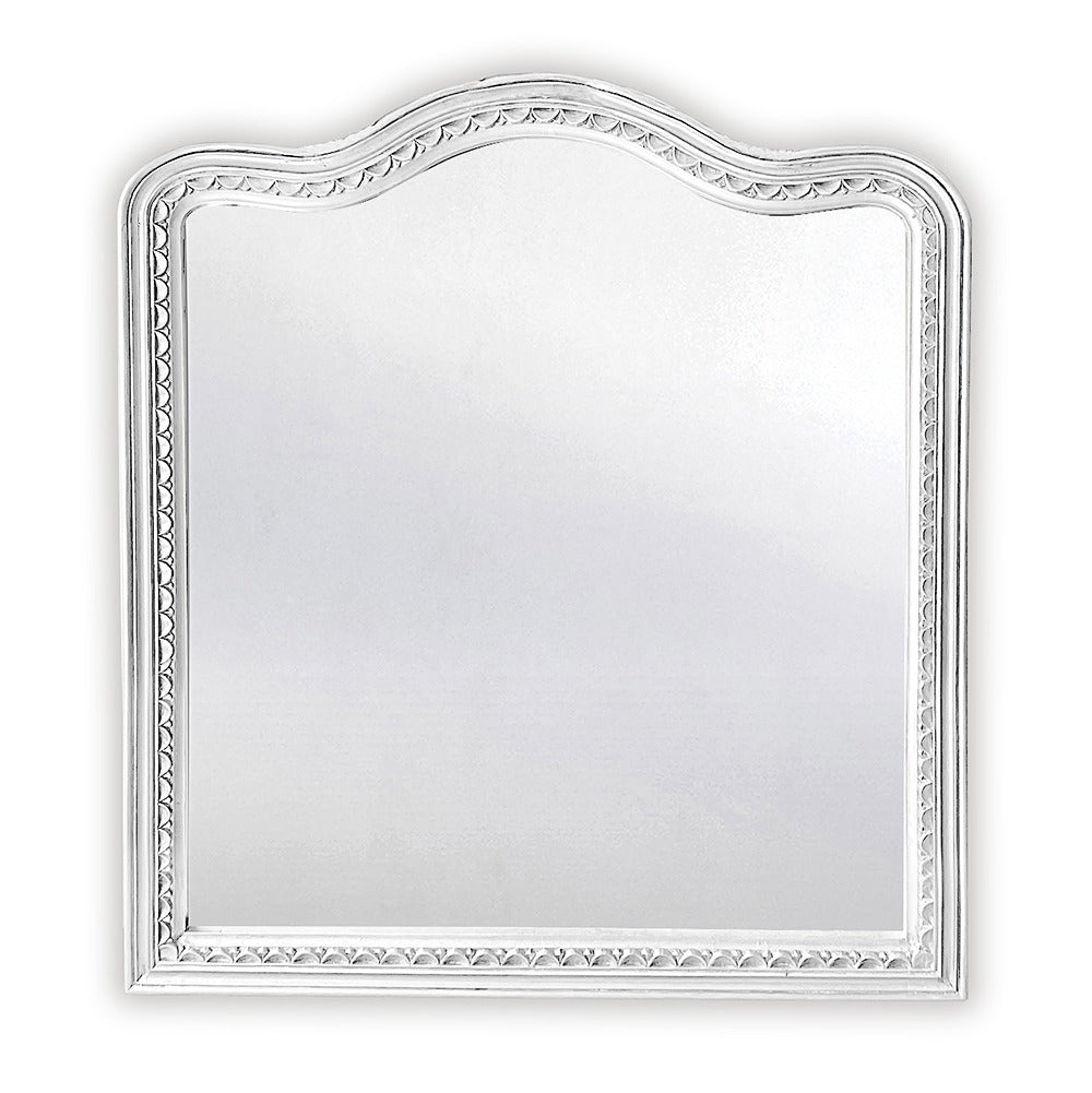 Hand Carved Mirror "Suksema" in White - 80 cm