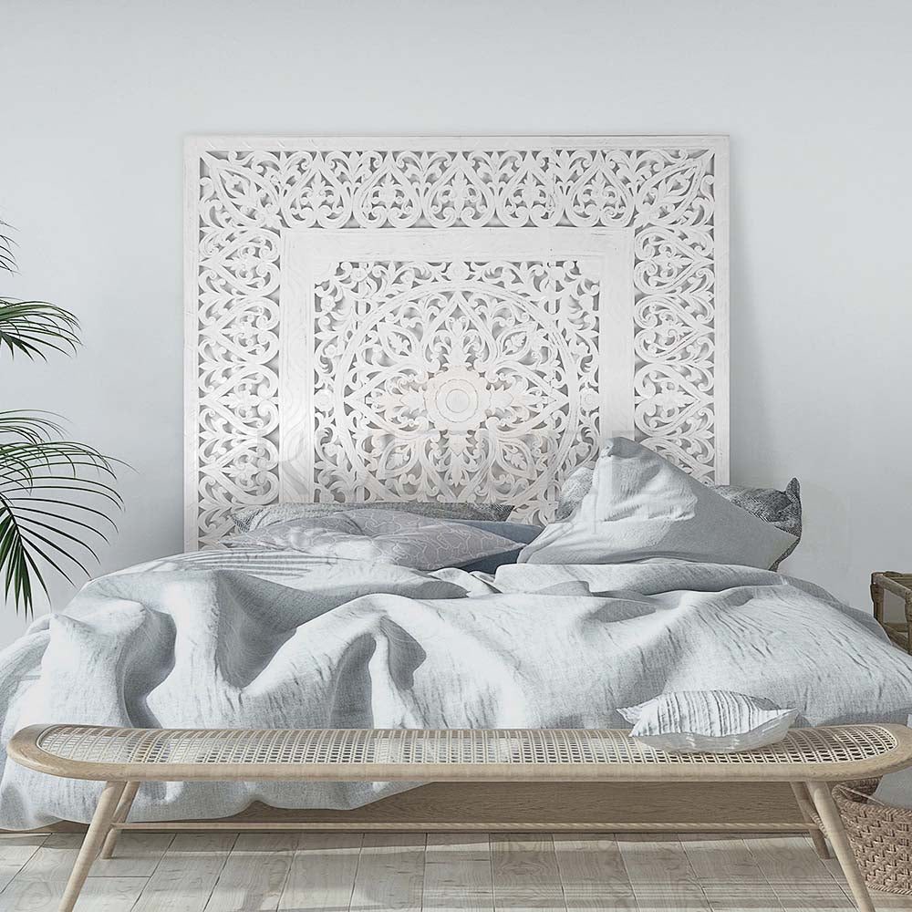 bed headboard putri malu white wash bali design hand carved hand made home decorative house furniture wood material bed headboard design bed headboard ideas bed headboard panels worldwide shipping