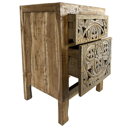 furniture carved bedside table amed natural wash bali design hand carved hand made home decorative house furniture wood material