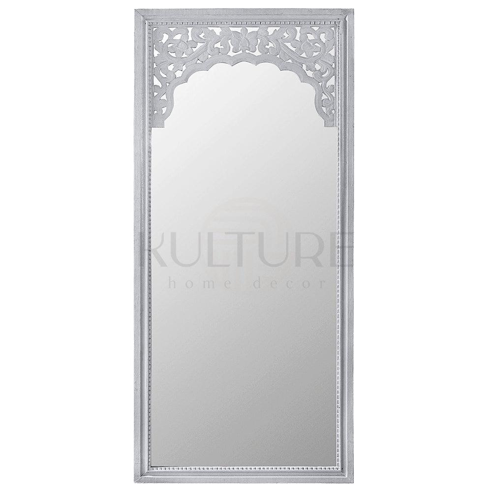 Hand Carved Mirror Cahaya in white 150 cm